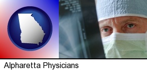 Alpharetta, Georgia - a physician viewing x-ray results