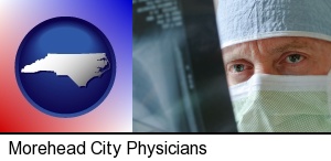 Morehead City, North Carolina - a physician viewing x-ray results