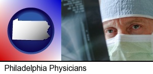 Philadelphia, Pennsylvania - a physician viewing x-ray results