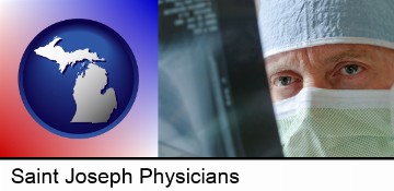 a physician viewing x-ray results in Saint Joseph, MI