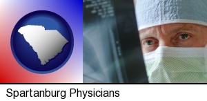 Spartanburg, South Carolina - a physician viewing x-ray results