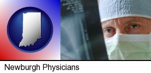 Newburgh, Indiana - a physician viewing x-ray results